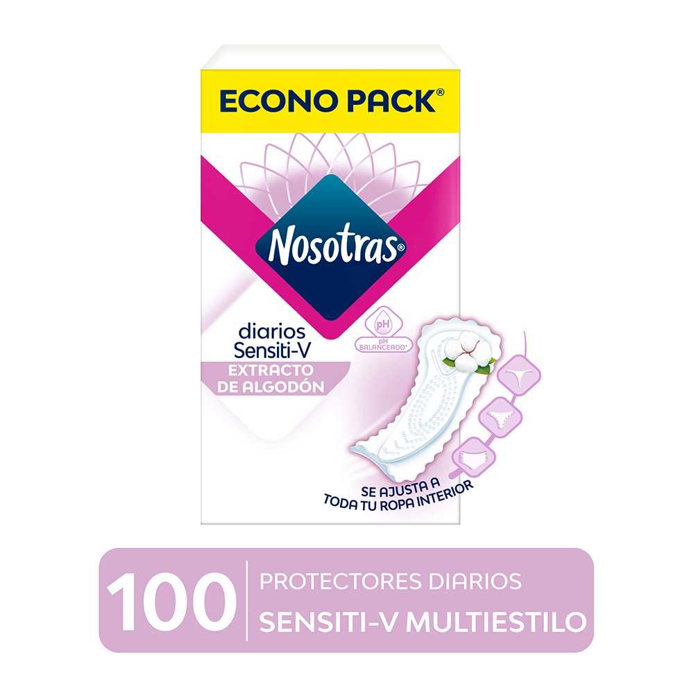Nosotras Sensiti-V Multiestilo Protectores Diarios x 100 Unidades xx